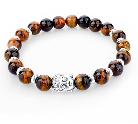Natural Stone Buddha Charm Bracelet