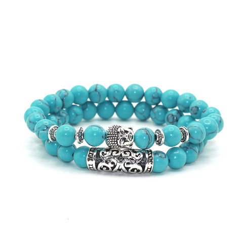 Turquoises Onyx Buddha Head Bracelet