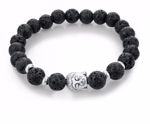 Black Lava Stone Bead Buddha Bracelets