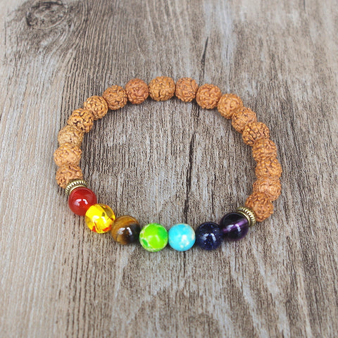 Handmade  Wooden Beads 7 Chakra Bracelet