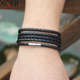 Black Retro Wrap Long Leather Bracelet