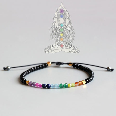 7 Colors Bracelet Natural Crystal Yoga Seven Chakras Healing Balance Bracelet