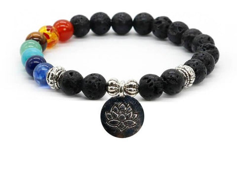 Tibetan Buddhism Lava Rock Stone Lotus Bracelets