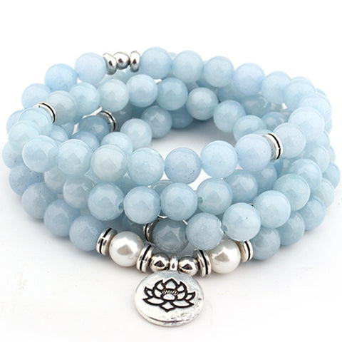 Sky Blue lotus Strand Bracelet