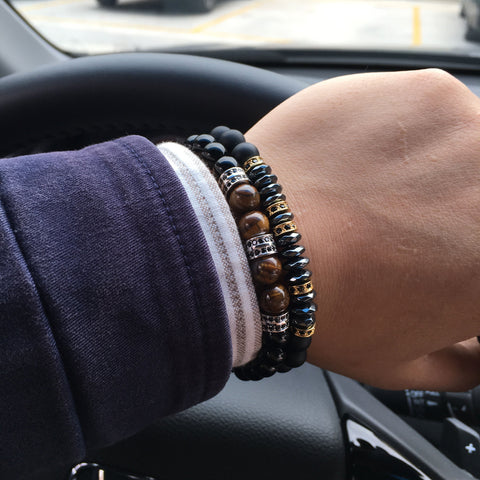 Pave 8mm Stone Bead Bracelet