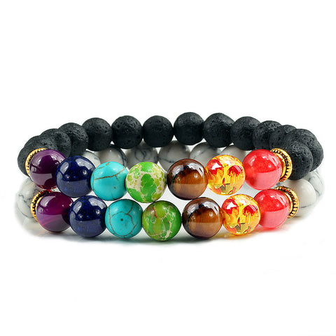 Natural 2Pcs/Set Natural Stone 7 Chakra Bracelets