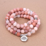 108 Pink natural stone Frosted mala bracelet