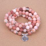108 Pink natural stone Frosted mala bracelet