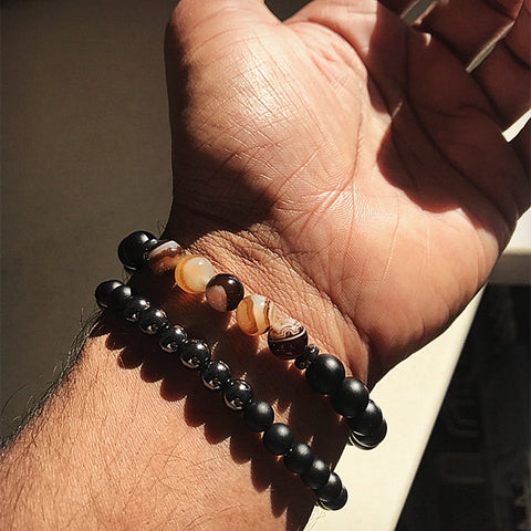 LStriped Beads Mantra Prayer Bracelet