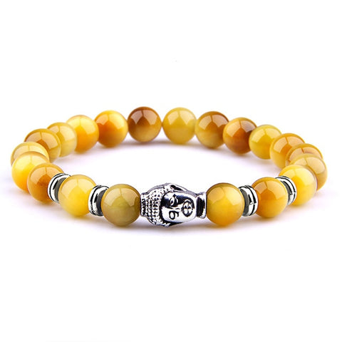 Natural Stone Buddha Charm Bracelet