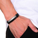 Mens Leather Bracelet Flat Thin Minimalist