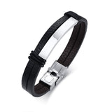 Mens Leather Bracelet Flat Thin Minimalist